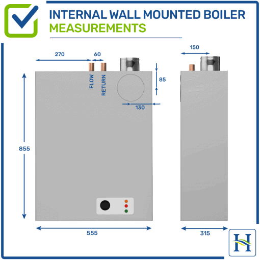 Internal wall mounted oil boiler measurements Hounsfield Boilers