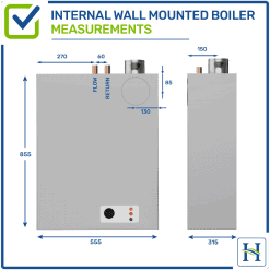 Internal wall mounted oil boiler measurements Hounsfield Boilers