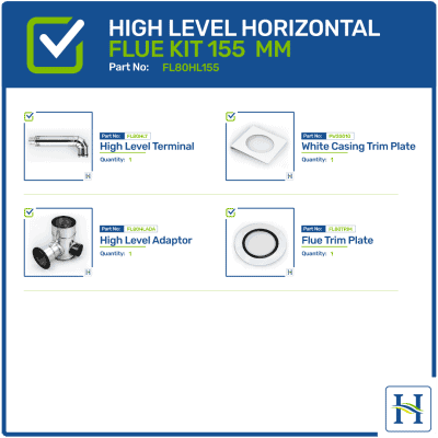 High Level Flue Kit 155mm FL80HL155 -Hounsfield Boilers