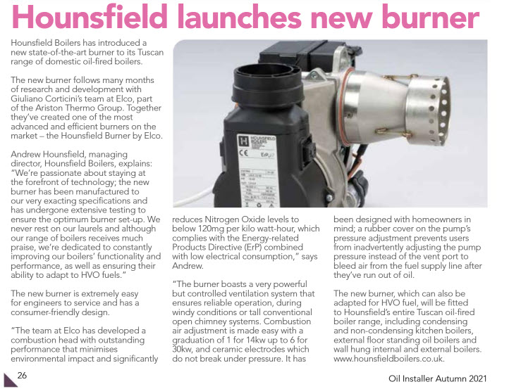 state of the art oil burner Hounsfield Boilers