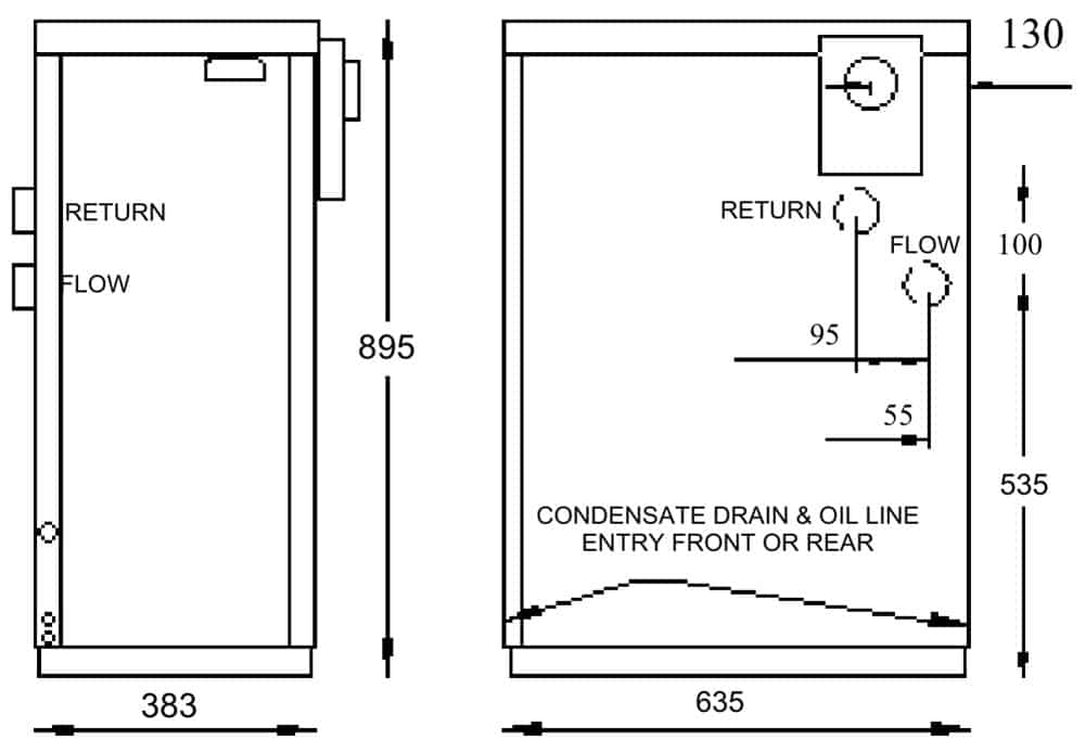 hounsfield external floor standing boiler dimensions